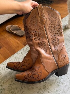 vintage rockin’ country collection leather boots size 8 women’s